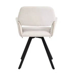 HomeRoots Lot de deux chaises de salle à manger avec accoudoirs en tissu beige et noir et acier