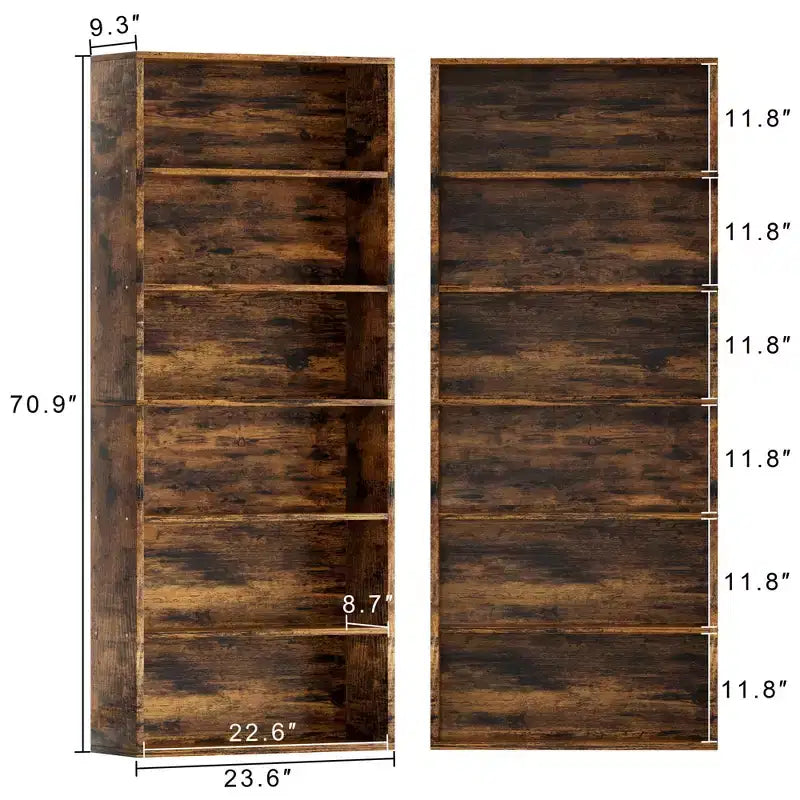 Bibliothèque à 6 étagères ouvertes Celebalcony, étagères de rangement autoportantes de 180 cm de haut pour bureau à domicile, salon