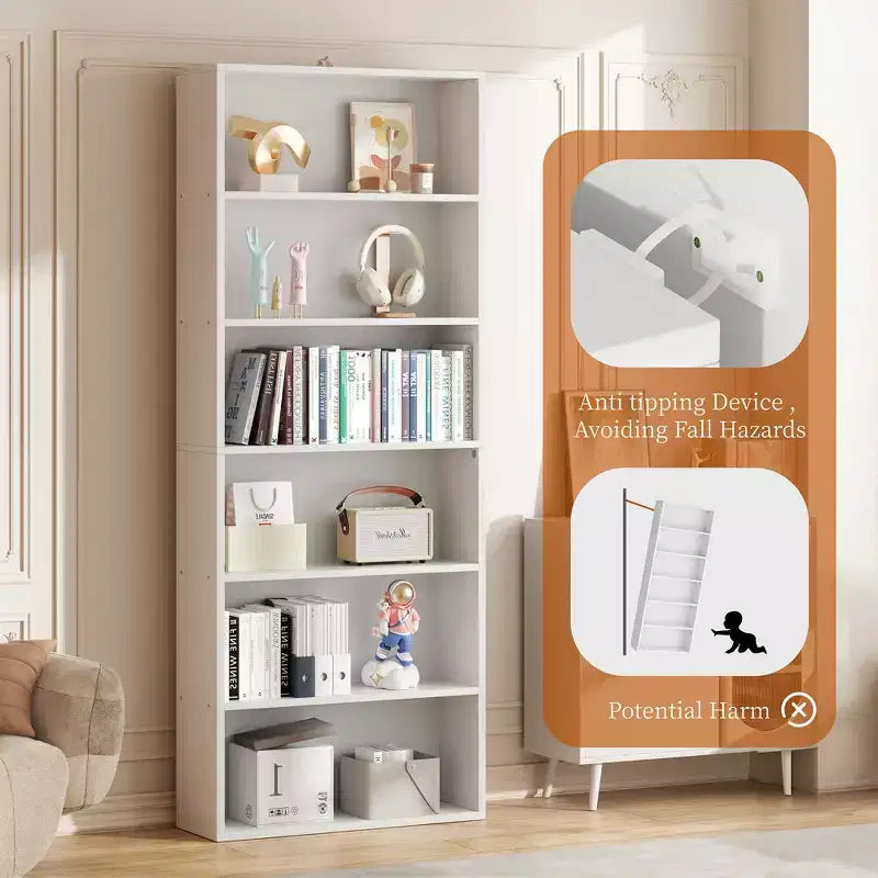 Bibliothèque à 6 étagères ouvertes Celebalcony, étagères de rangement autoportantes de 180 cm de haut pour bureau à domicile, salon