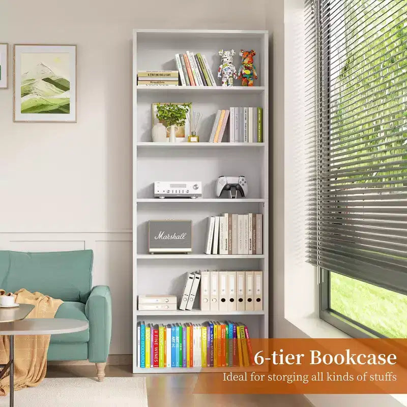 Bibliothèque à 6 étagères ouvertes Celebalcony, étagères de rangement autoportantes de 180 cm de haut pour bureau à domicile, salon