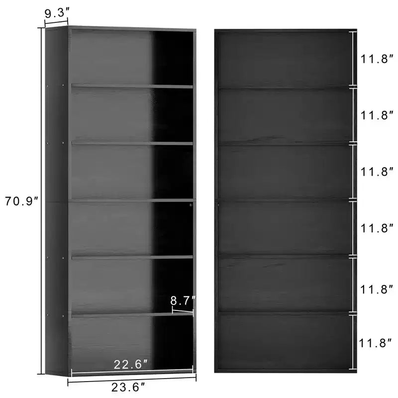 Bibliothèque à 6 étagères ouvertes Celebalcony, étagères de rangement autoportantes de 180 cm de haut pour bureau à domicile, salon