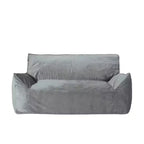 Fauteuil Poire 2 Places en Velours Okak, Fauteuil Poire Géant avec Accoudoirs et Housse Amovible, Canapé de Sol pour Salon Chambre