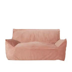 Fauteuil Poire 2 Places en Velours Okak, Fauteuil Poire Géant avec Accoudoirs et Housse Amovible, Canapé de Sol pour Salon Chambre