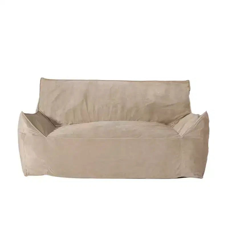 Fauteuil Poire 2 Places en Velours Okak, Fauteuil Poire Géant avec Accoudoirs et Housse Amovible, Canapé de Sol pour Salon Chambre