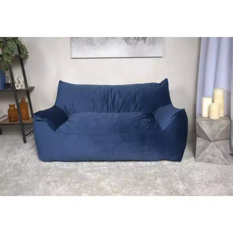 Fauteuil Poire 2 Places en Velours Okak, Fauteuil Poire Géant avec Accoudoirs et Housse Amovible, Canapé de Sol pour Salon Chambre