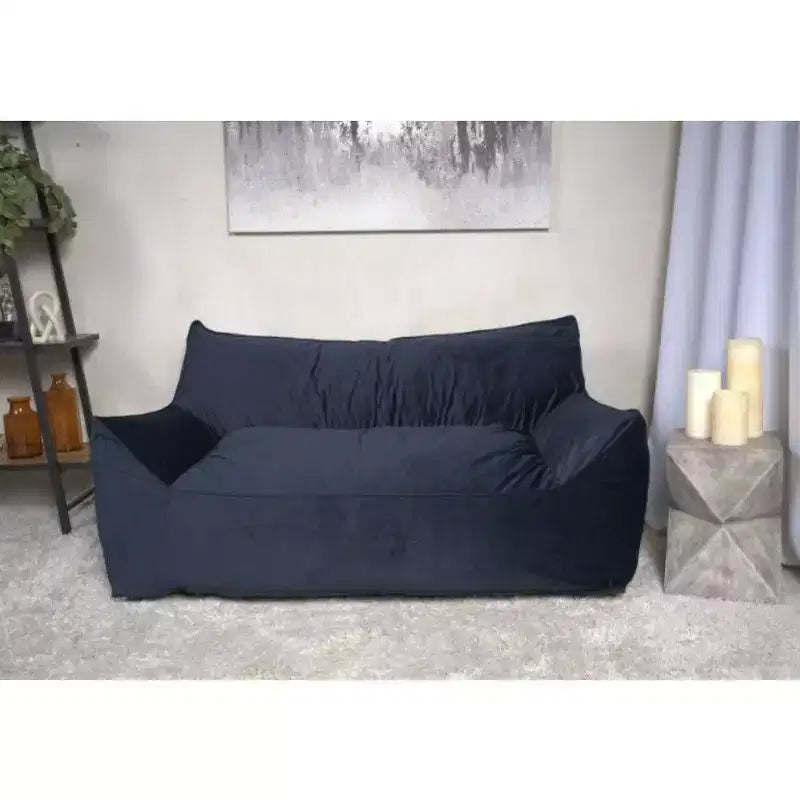 Fauteuil Poire 2 Places en Velours Okak, Fauteuil Poire Géant avec Accoudoirs et Housse Amovible, Canapé de Sol pour Salon Chambre