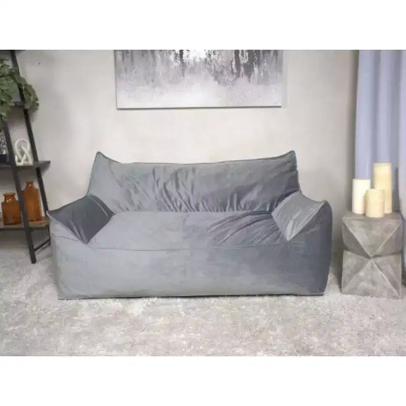 Fauteuil Poire 2 Places en Velours Okak, Fauteuil Poire Géant avec Accoudoirs et Housse Amovible, Canapé de Sol pour Salon Chambre