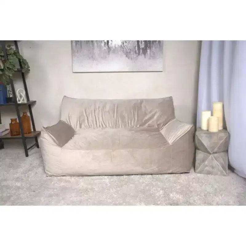 Fauteuil Poire 2 Places en Velours Okak, Fauteuil Poire Géant avec Accoudoirs et Housse Amovible, Canapé de Sol pour Salon Chambre