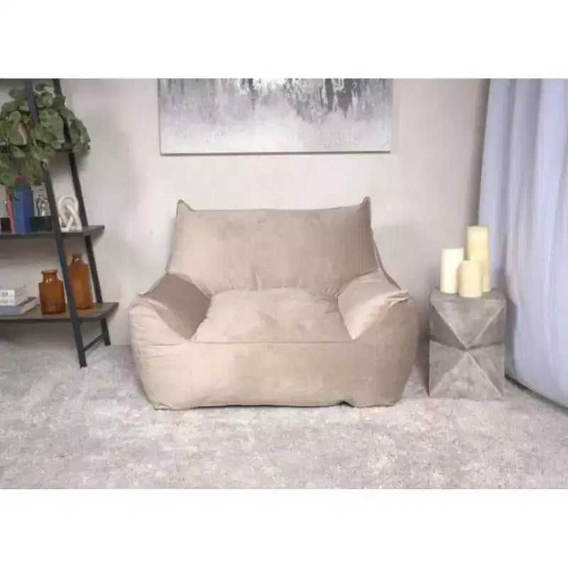 Fauteuil poire Okak en velours avec housse amovible, chaise longue moderne avec accoudoirs et fermeture éclair sécurisée pour enfants, canapé de sol pour salon et chambre