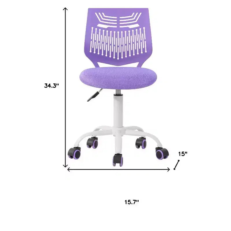 Chaise de bureau pivotante à roulettes, réglable en hauteur, violette et blanche HomeRoots