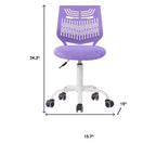 Chaise de bureau pivotante à roulettes, réglable en hauteur, violette et blanche HomeRoots