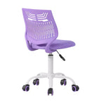 Chaise de bureau pivotante à roulettes, réglable en hauteur, violette et blanche HomeRoots