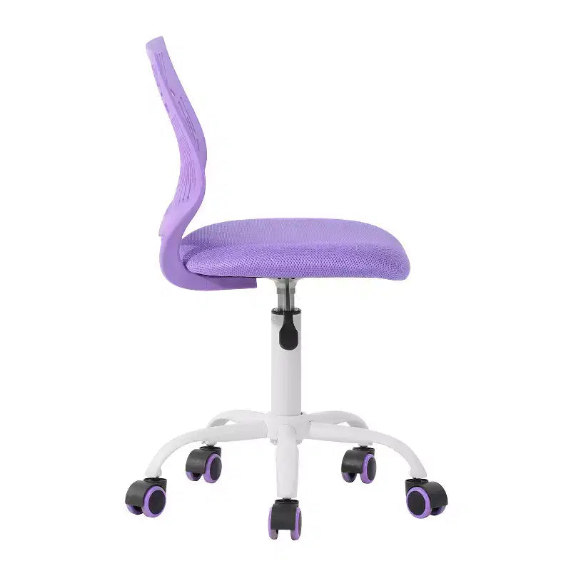 Chaise de bureau pivotante à roulettes, réglable en hauteur, violette et blanche HomeRoots
