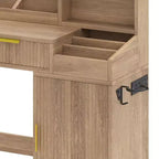Balconera Coiffeuse avec Grand Miroir Lumineux, Table de Maquillage avec Étagères, 2 Tiroirs, 3 Modes d'Éclairage, Luminosité Réglable