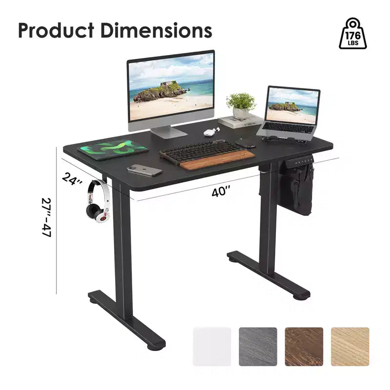 GDFStudio Axton Bureau debout électrique à hauteur réglable, bureau d'ordinateur pour le télétravail avec plateau en deux parties