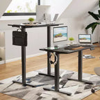 GDFStudio Axton Bureau debout électrique à hauteur réglable, bureau d'ordinateur pour le télétravail avec plateau en deux parties