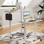 GDFStudio Axton Bureau debout électrique à hauteur réglable, bureau d'ordinateur pour le télétravail avec plateau en deux parties