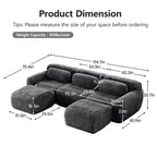 Canapé en U sans accoudoirs, éponge haute densité 32D, fond antidérapant, avec méridienne, combinaison libre, emballage sous vide, assise profonde pour chambre/bureau/salle de cinéma maison