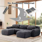 Canapé en U sans accoudoirs, éponge haute densité 32D, fond antidérapant, avec méridienne, combinaison libre, emballage sous vide, assise profonde pour chambre/bureau/salle de cinéma maison