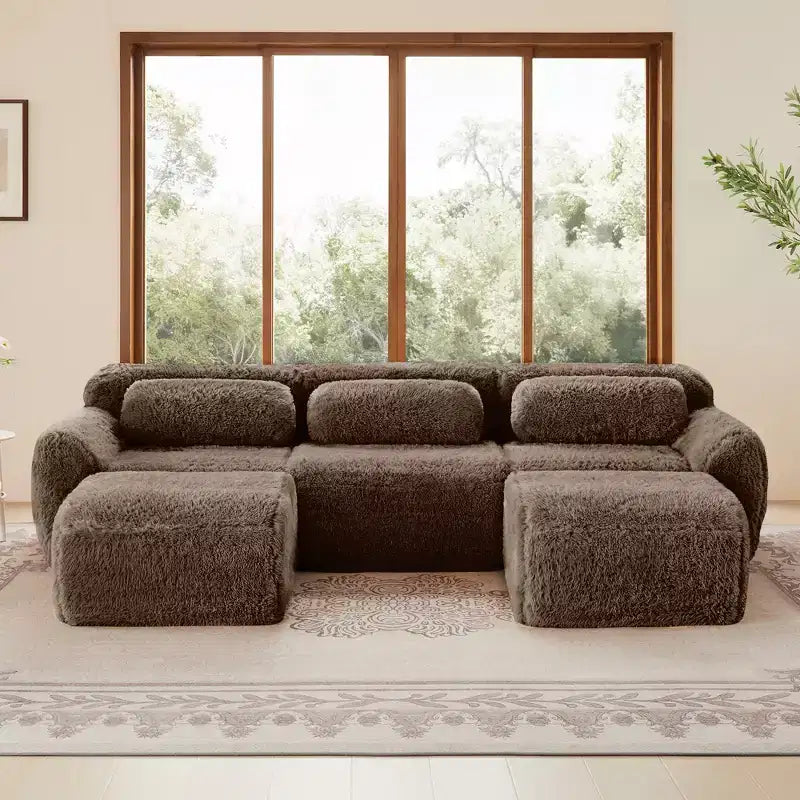 Canapé en U sans accoudoirs, éponge haute densité 32D, fond antidérapant, avec méridienne, combinaison libre, emballage sous vide, assise profonde pour chambre/bureau/salle de cinéma maison