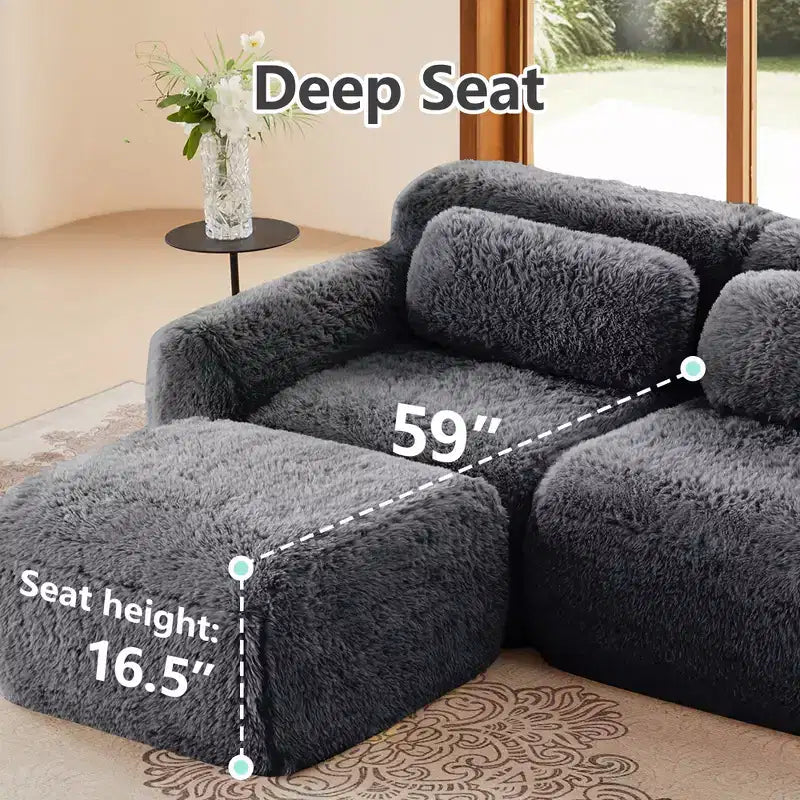 Canapé en U sans accoudoirs, éponge haute densité 32D, fond antidérapant, avec méridienne, combinaison libre, emballage sous vide, assise profonde pour chambre/bureau/salle de cinéma maison