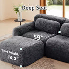 Canapé en U sans accoudoirs, éponge haute densité 32D, fond antidérapant, avec méridienne, combinaison libre, emballage sous vide, assise profonde pour chambre/bureau/salle de cinéma maison