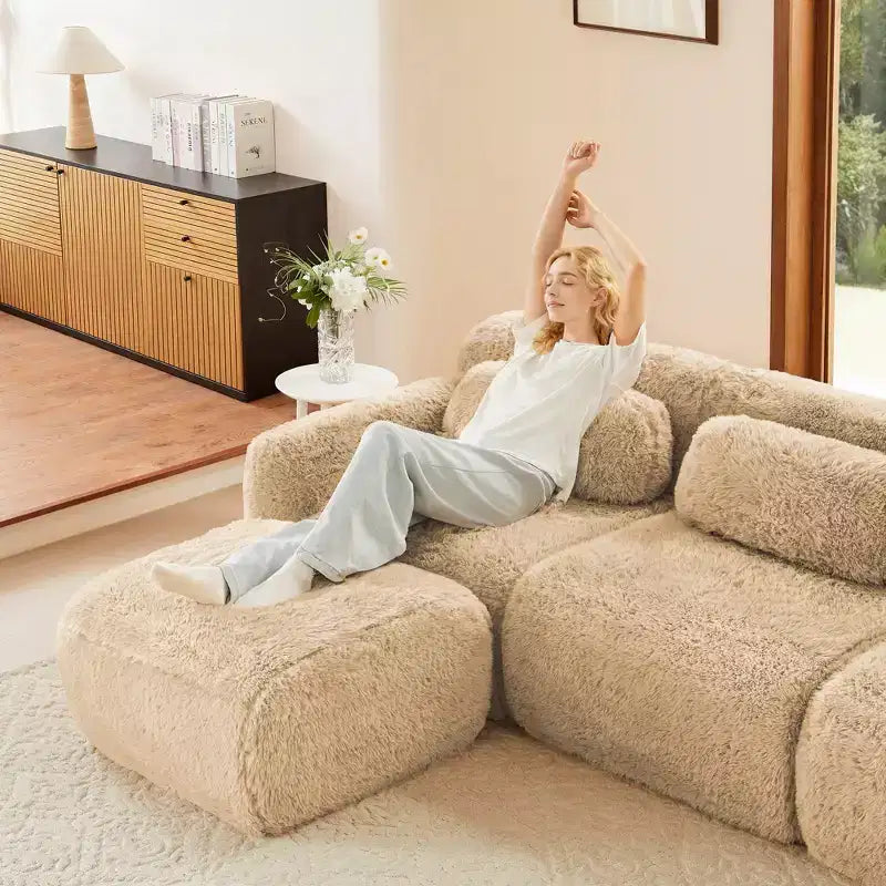Canapé en U sans accoudoirs, éponge haute densité 32D, fond antidérapant, avec méridienne, combinaison libre, emballage sous vide, assise profonde pour chambre/bureau/salle de cinéma maison