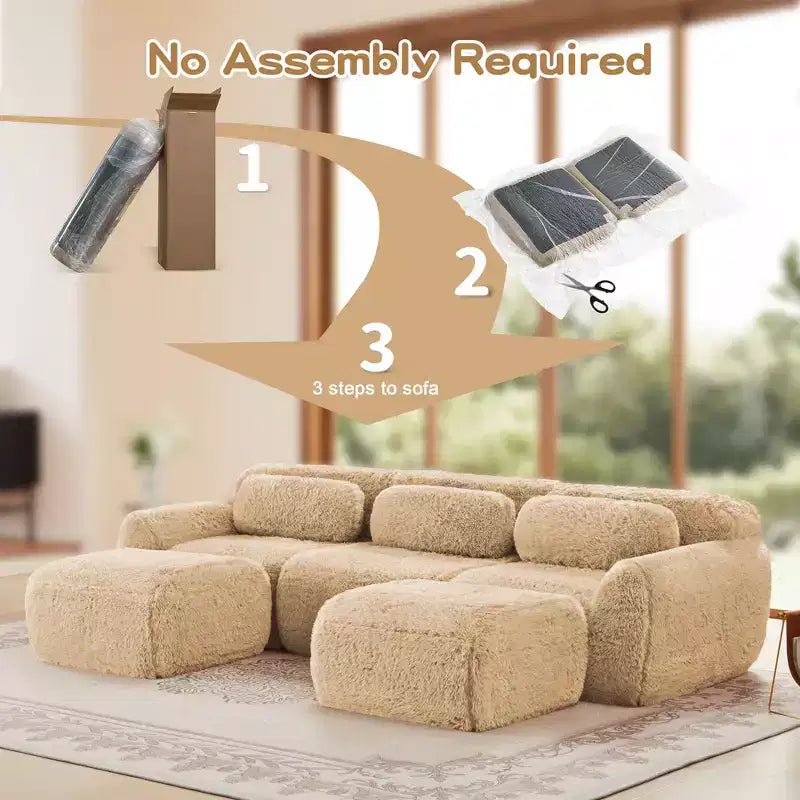 Canapé en U sans accoudoirs, éponge haute densité 32D, fond antidérapant, avec méridienne, combinaison libre, emballage sous vide, assise profonde pour chambre/bureau/salle de cinéma maison