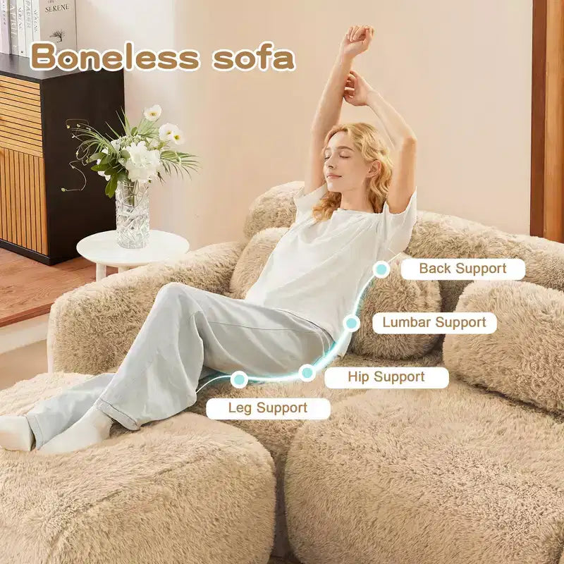 Canapé en U sans accoudoirs, éponge haute densité 32D, fond antidérapant, avec méridienne, combinaison libre, emballage sous vide, assise profonde pour chambre/bureau/salle de cinéma maison