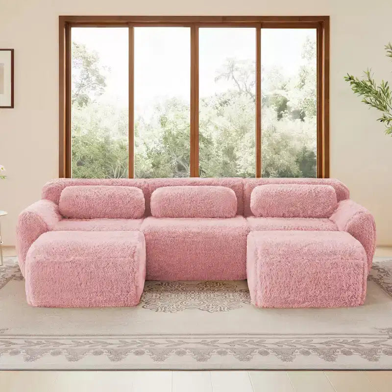Canapé en U sans accoudoirs, éponge haute densité 32D, fond antidérapant, avec méridienne, combinaison libre, emballage sous vide, assise profonde pour chambre/bureau/salle de cinéma maison