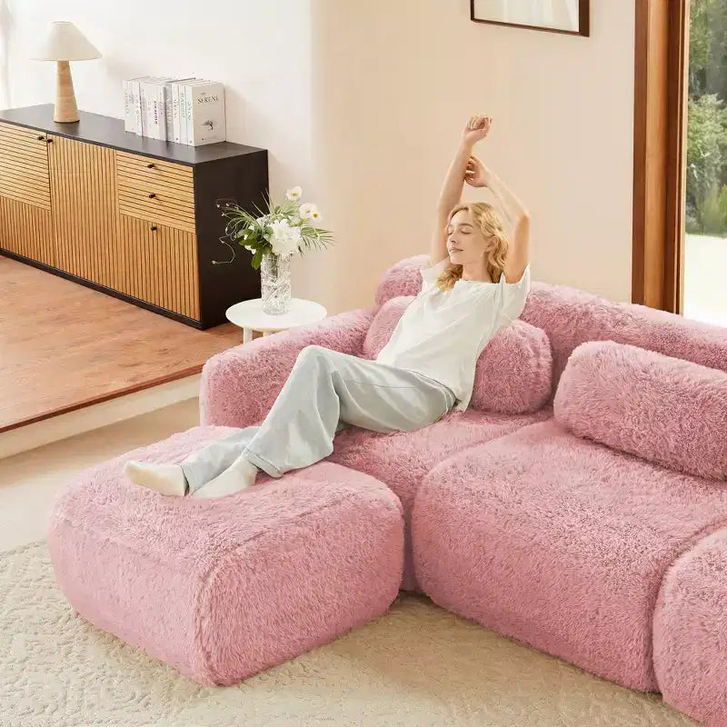 Canapé en U sans accoudoirs, éponge haute densité 32D, fond antidérapant, avec méridienne, combinaison libre, emballage sous vide, assise profonde pour chambre/bureau/salle de cinéma maison