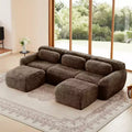 U-shaped Boneless Sofa,32D HD Sponge,Anti-Slip Bottom,With Chaise,Free Combination,Vacuum Packaging,Deep Seat for Bedroom/Study/Home Theater