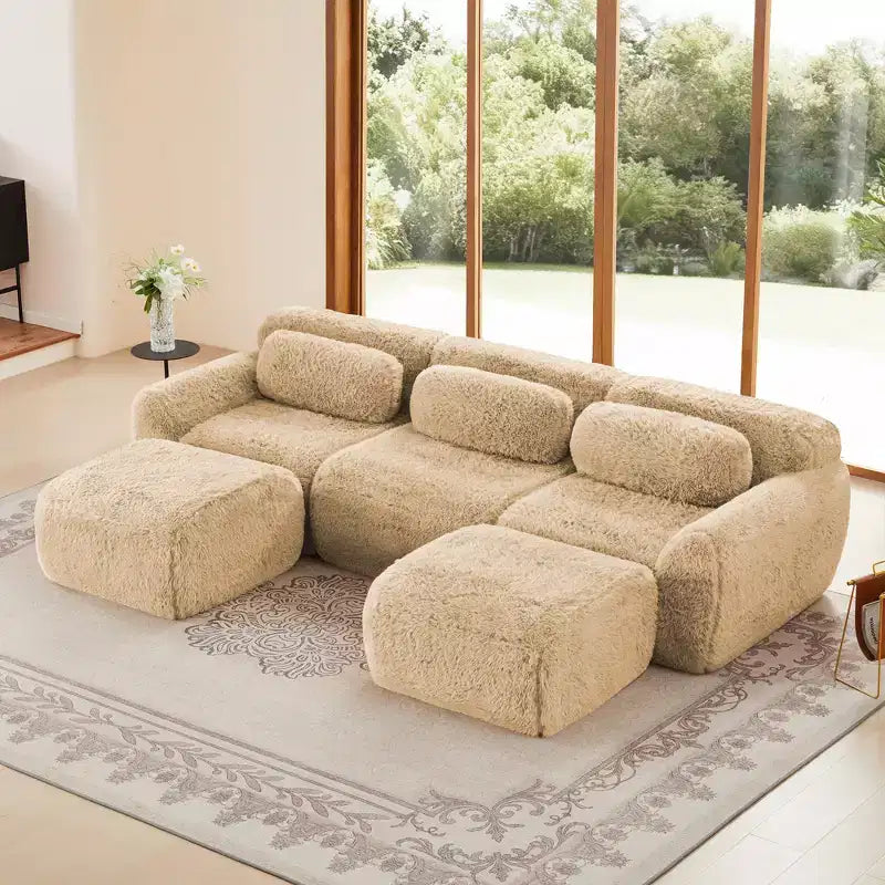 Canapé en U sans accoudoirs, éponge haute densité 32D, fond antidérapant, avec méridienne, combinaison libre, emballage sous vide, assise profonde pour chambre/bureau/salle de cinéma maison