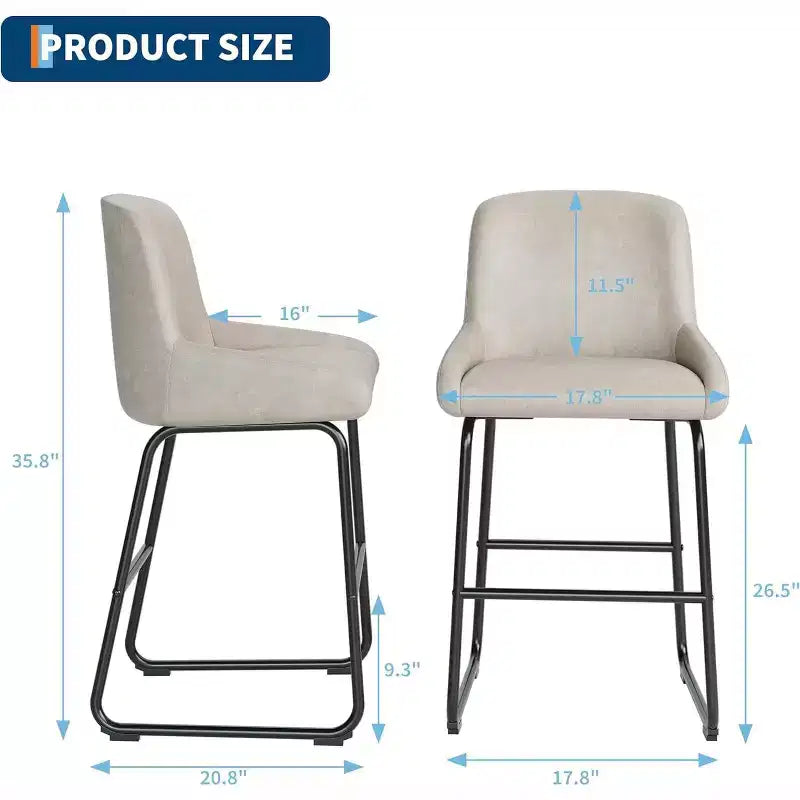 Lot de 3 tabourets de bar à hauteur de comptoir Acekool, chaises de bar en cuir PU avec repose-pieds pour îlot de cuisine