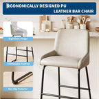 Lot de 3 tabourets de bar à hauteur de comptoir Acekool, chaises de bar en cuir PU avec repose-pieds pour îlot de cuisine