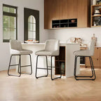 Lot de 3 tabourets de bar à hauteur de comptoir Acekool, chaises de bar en cuir PU avec repose-pieds pour îlot de cuisine