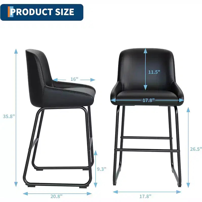 Lot de 3 tabourets de bar à hauteur de comptoir Acekool, chaises de bar en cuir PU avec repose-pieds pour îlot de cuisine