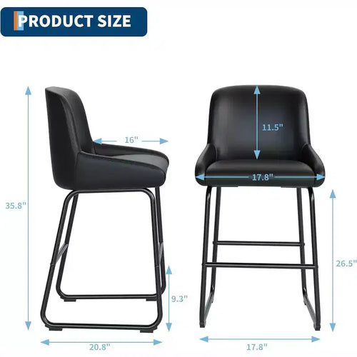 Lot de 3 tabourets de bar à hauteur de comptoir Acekool, chaises de bar en cuir PU avec repose-pieds pour îlot de cuisine