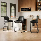 Lot de 3 tabourets de bar à hauteur de comptoir Acekool, chaises de bar en cuir PU avec repose-pieds pour îlot de cuisine