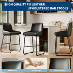 Lot de 3 tabourets de bar à hauteur de comptoir Acekool, chaises de bar en cuir PU avec repose-pieds pour îlot de cuisine