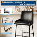 Lot de 3 tabourets de bar à hauteur de comptoir Acekool, chaises de bar en cuir PU avec repose-pieds pour îlot de cuisine