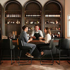 Lot de 3 tabourets de bar à hauteur de comptoir Acekool, chaises de bar en cuir PU avec repose-pieds pour îlot de cuisine