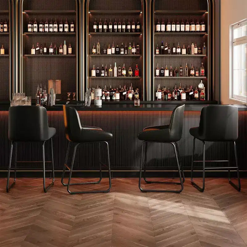 Lot de 3 tabourets de bar à hauteur de comptoir Acekool, chaises de bar en cuir PU avec repose-pieds pour îlot de cuisine