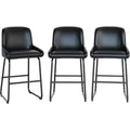 Acekool Counter Height Bar Stools Set of 3, PU Leather Kitchen Island Bar Chairs with Footrest