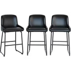 Acekool Counter Height Bar Stools Set of 3, PU Leather Kitchen Island Bar Chairs with Footrest