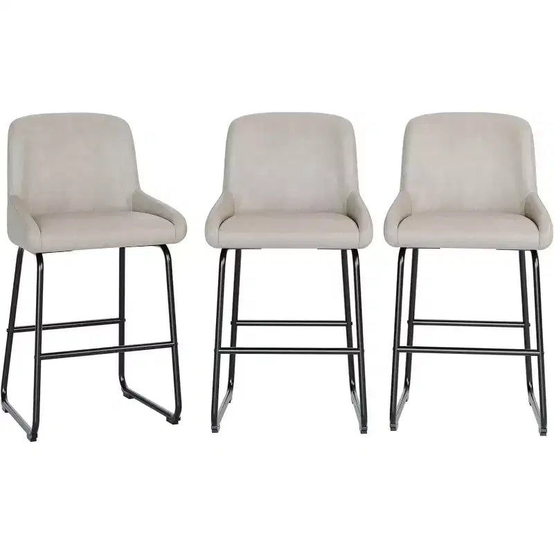 Lot de 3 tabourets de bar à hauteur de comptoir Acekool, chaises de bar en cuir PU avec repose-pieds pour îlot de cuisine