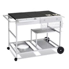 Karl Home 4-Wheel Silver BBQ Cart Stainless Steel Top with Seasoning Tray