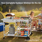 Chariot de barbecue Karl Home à 4 roues, plateau en acier inoxydable avec plateau à épices, couleur argent