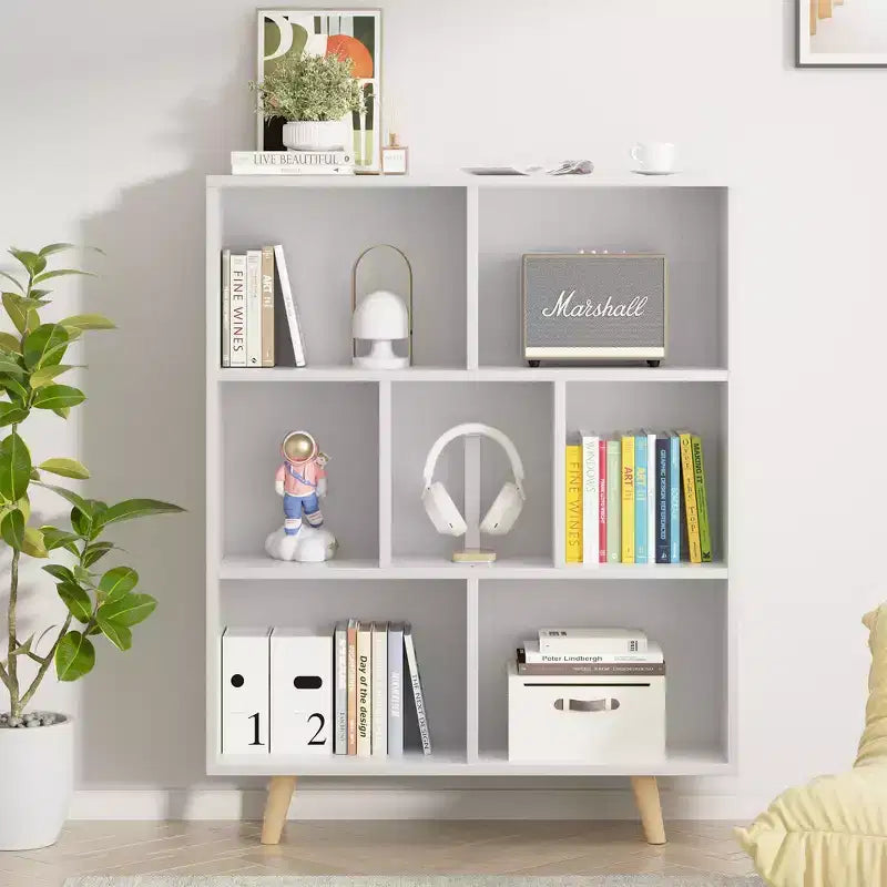Étagère à 3 niveaux Celebalcony avec pieds, bibliothèque de rangement rétro en bois, étagères ouvertes autoportantes pour chambre à coucher, salon