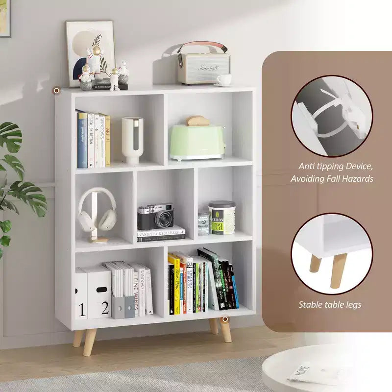 Étagère à 3 niveaux Celebalcony avec pieds, bibliothèque de rangement rétro en bois, étagères ouvertes autoportantes pour chambre à coucher, salon